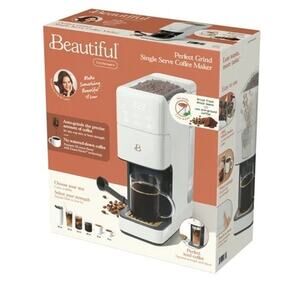 Beautiful by Drew Single Serve Coffee Maker White Iced & Hot Auto Grind NEW/NIB!
